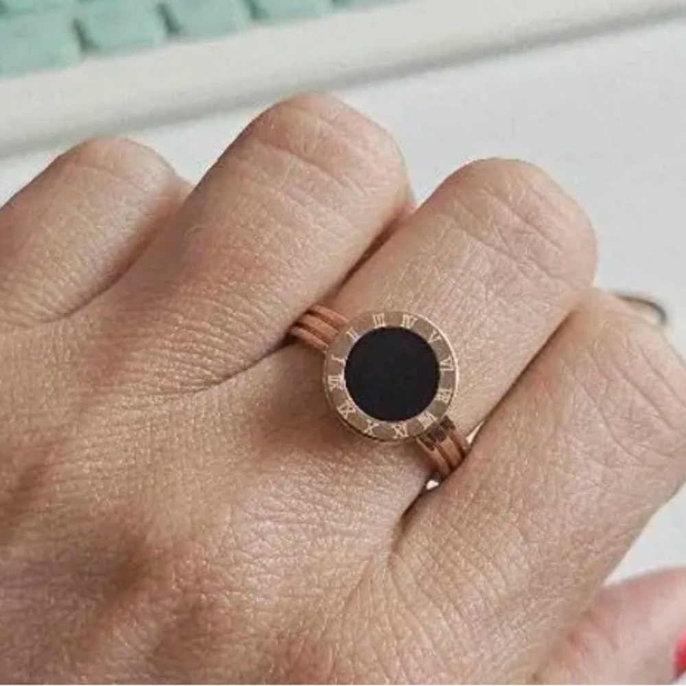 Gold and Black Roman Numeral Ring